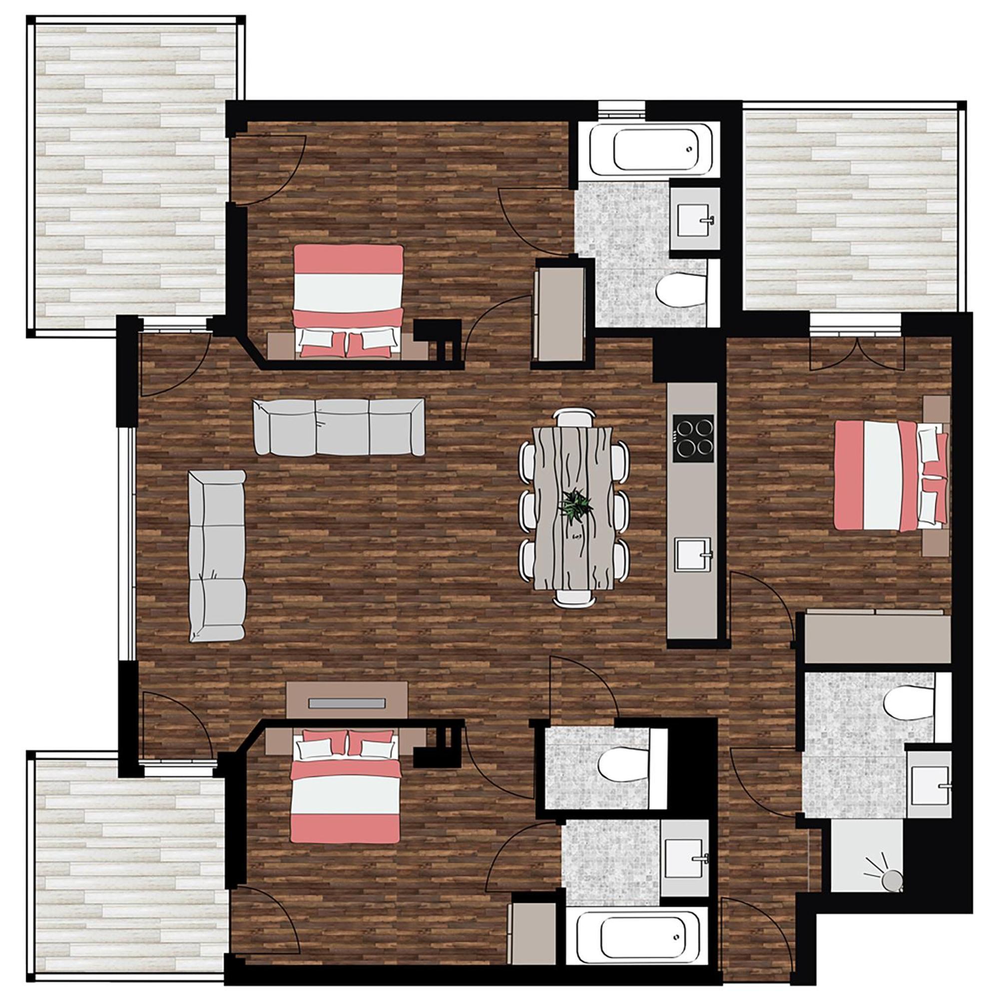 Three-Bedroom Apartment